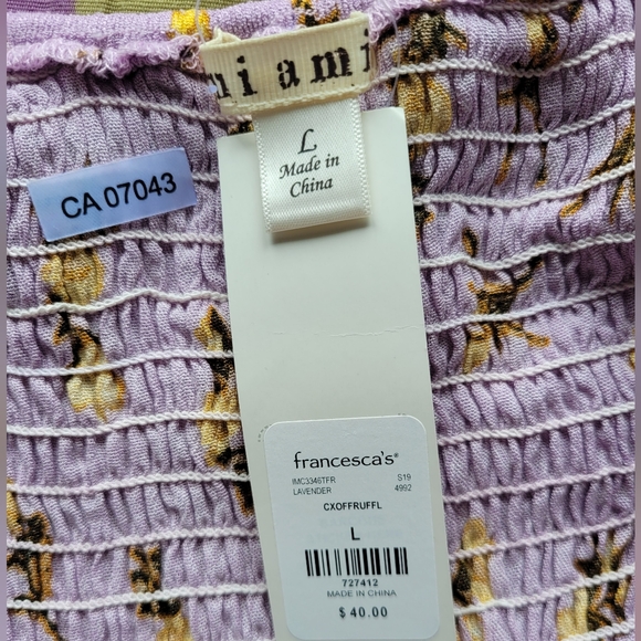 Francesca's Floral OTS Crop Top, BNWT, Size L - Picture 5 of 6